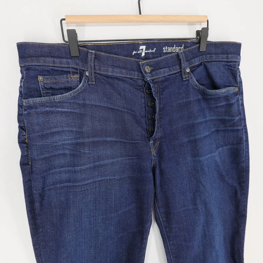 7 For All Mankind Standard Jeans Mens 40 Blue Dark Wash Button Fly Straight Leg